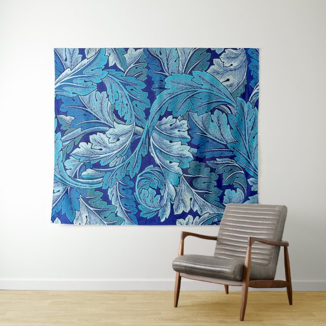 Acanthus Blau Wandteppich (Beispiel (Horizontal))