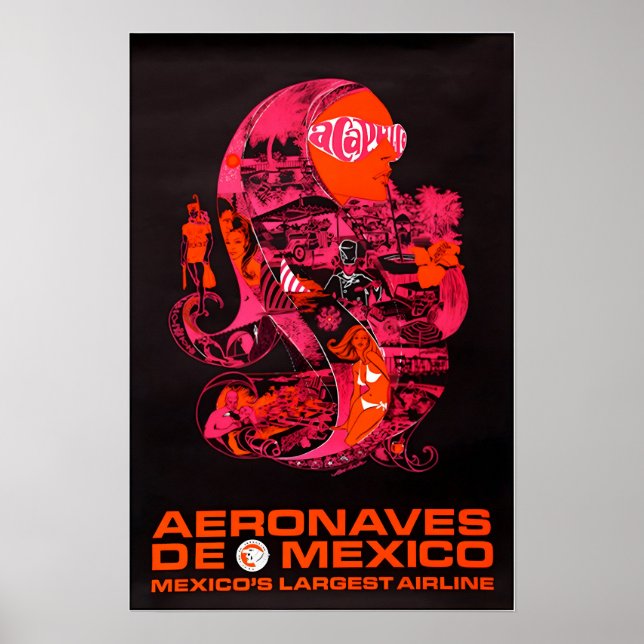 Acapulco Art Mexico Print Aeronaves Travel Poster (Vorne)