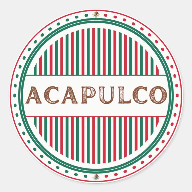Acapulco City Pride Emblem – Mexican Identity Runder Aufkleber (Vorderseite)