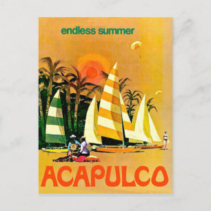 Acapulco, endlose Sommer Segelboote an der Küste Postkarte