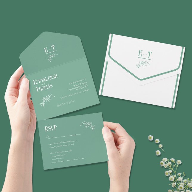 Acapulco Green Simple Modern Wedding All In One Einladung (Von Creator hochgeladen)