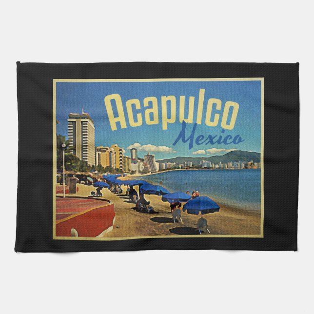 Acapulco Mexico Vintage Travel Handtuch (Horizontal)