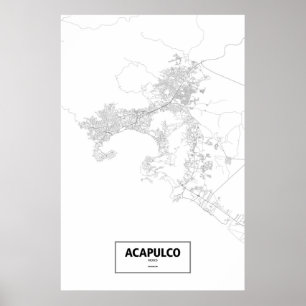 Acapulco, Mexiko (schwarz auf weiß) Poster