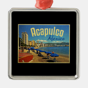 Acapulco Mexiko Vintage Reise Silbernes Ornament
