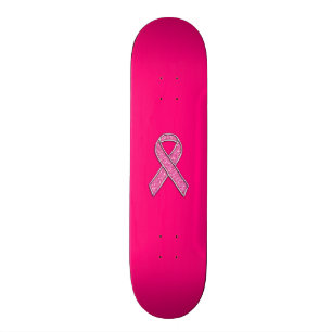 Accent Chrome Glitzer Style Rosa Ribbon Bewusstsei Skateboard
