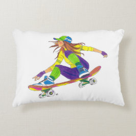 Accent Pillow Girl Skateboarder Dekokissen
