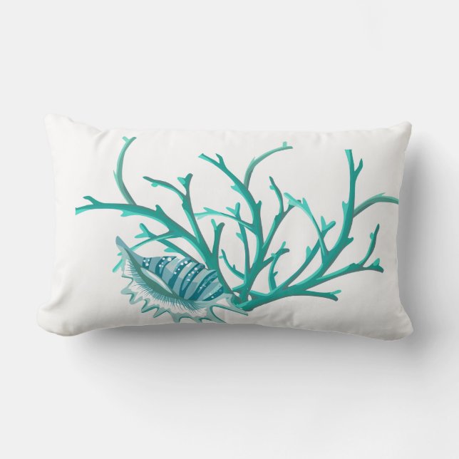 Accent Pillow-Seashell & Coral Lendenkissen (Vorderseite)
