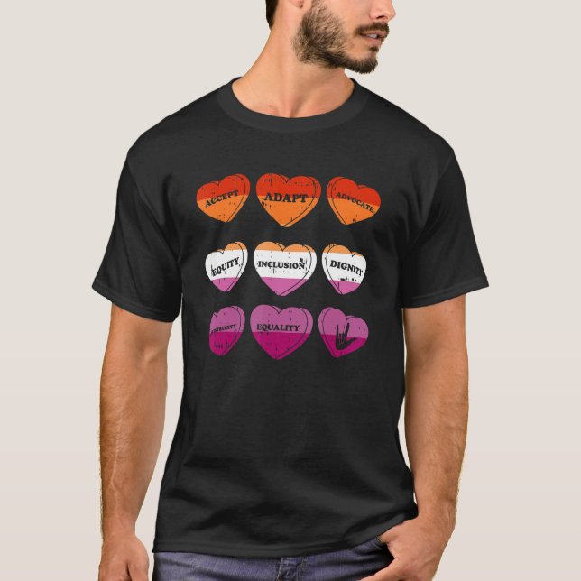 Accept Adapt Advocate Lesbian Pride Flag Gay LGBT- T-Shirt (Vorderseite)