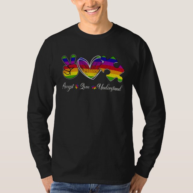 Accept Love Understand Peace Heart Puzzle Autism A T-Shirt (Vorderseite)