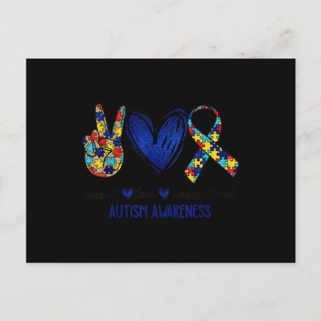 Accept Understand Love Autism Awareness T-Shirt Au Postkarte (Vorderseite)