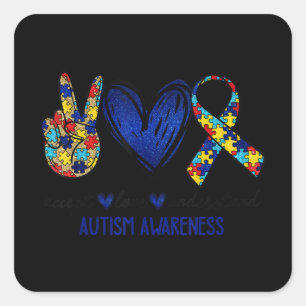 Accept Understand Love Autism Awareness T-Shirt Au Quadratischer Aufkleber