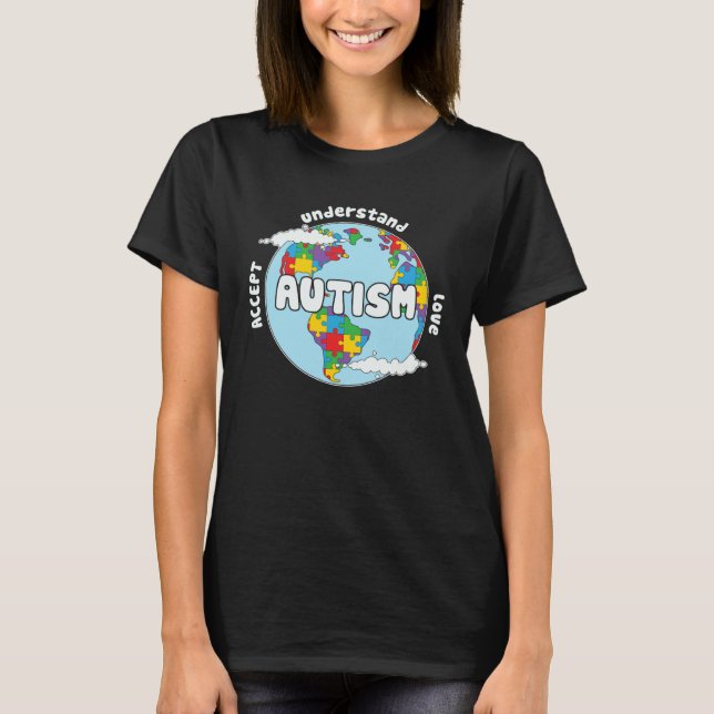 Accept Understand Love Earth Puzzle Autism Awarene T-Shirt (Vorderseite)