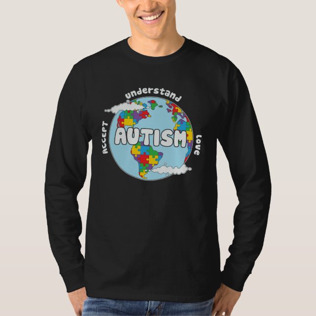 Accept Understand Love Earth Puzzle Autism Awarene T-Shirt (Vorderseite)