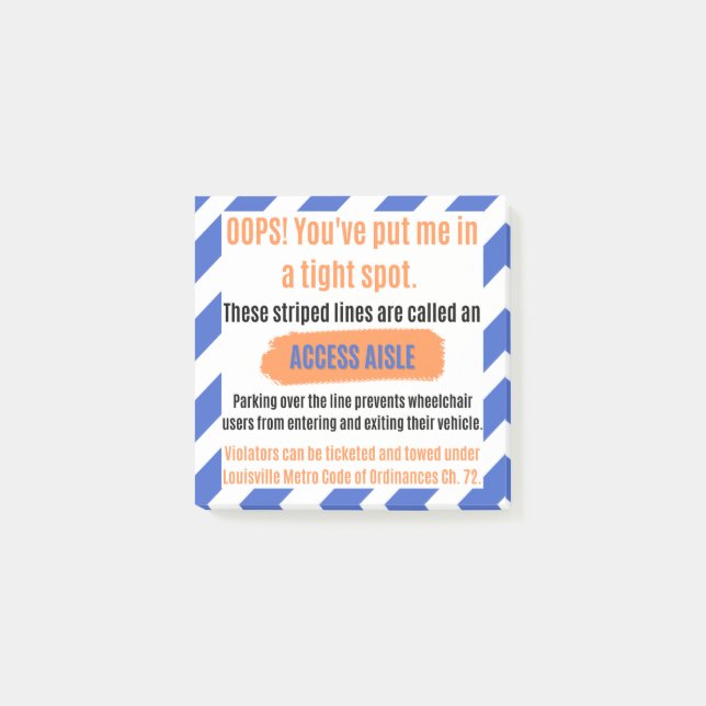 Access Aisle Sticker for Louisville, Kentucky Post-it Klebezettel (Vorderseite)