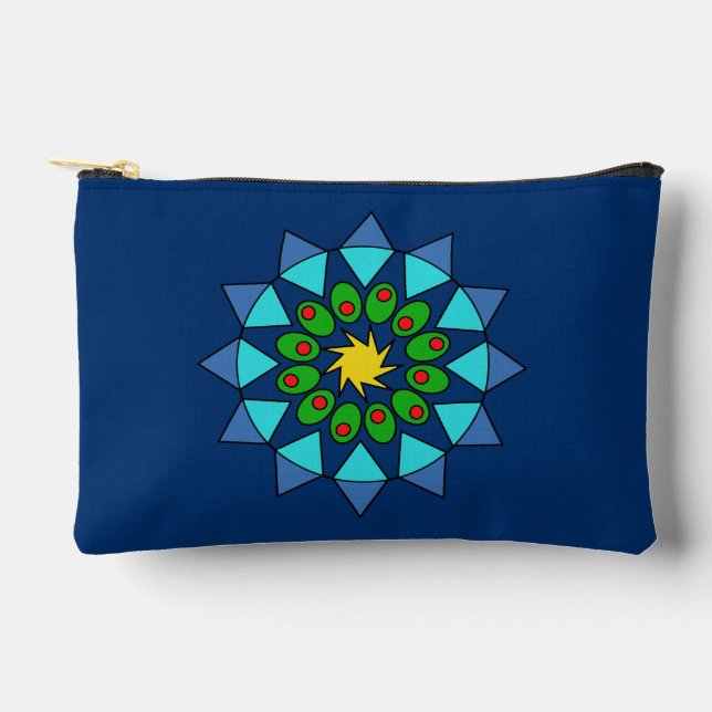 Accessoire Pouch - Blau und Grün Mandala Zubehörtasche (Vorderseite)