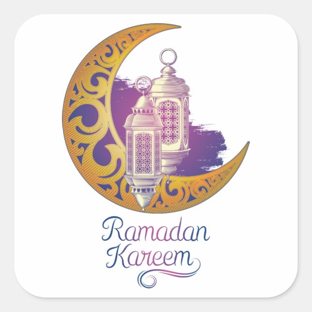Accessoires von Rramadan - Ramadan-Sticker Quadratischer Aufkleber (Vorderseite)