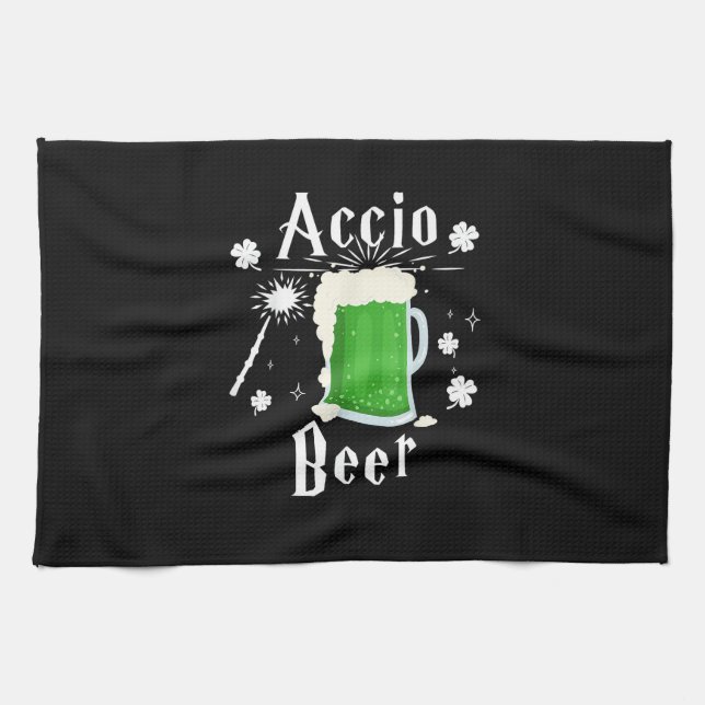 Accio Beer Funny St Patrick's Day Drinking T - Shi Geschirrtuch (Horizontal)