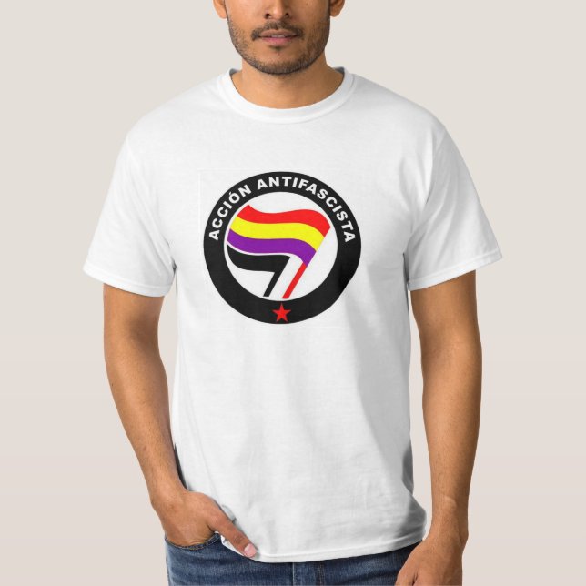 Acción Antifascista Antifascist Spanisch-Flagge T-Shirt (Vorderseite)