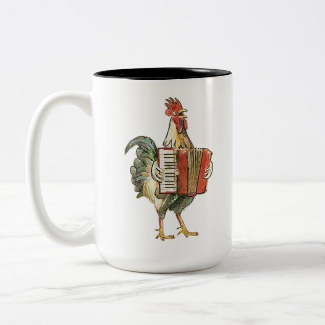 Accordion Chicken Shirt, Chicken Shirt, Chicken Mu Zweifarbige Tasse (Links)