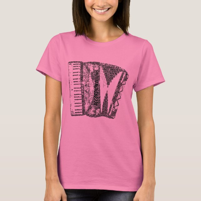 Accordion Gestalteter Word Art Schwarzer Text T-Shirt (Vorderseite)