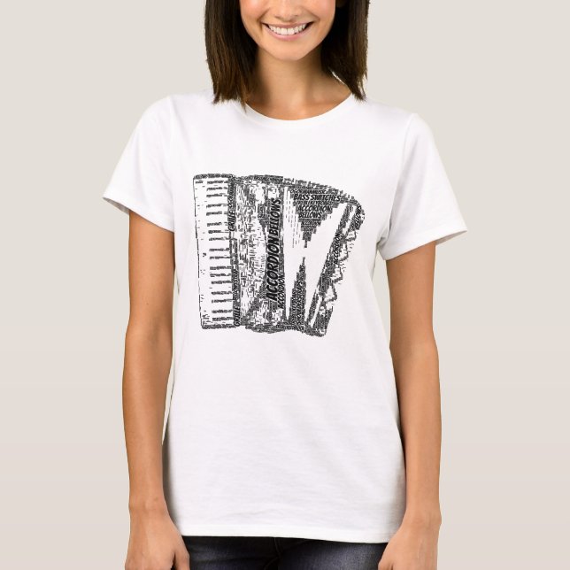 Accordion Gestalteter Word Art Schwarzer Text T-Shirt (Vorderseite)