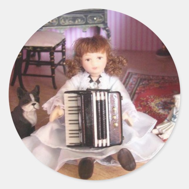 ACCORDION GIRL RUNDER AUFKLEBER (Vorderseite)