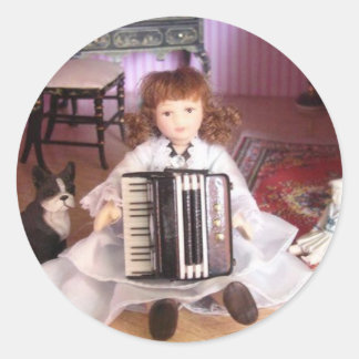 ACCORDION GIRL RUNDER AUFKLEBER