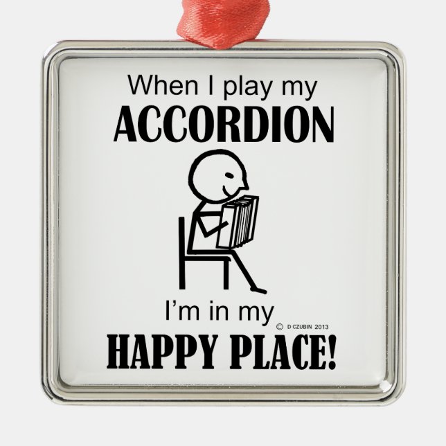 Accordion Happy Place Silbernes Ornament (Vorne)
