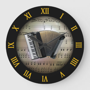 Accordion ~ Hintergrund "The Musical Planet" * ~ Große Wanduhr