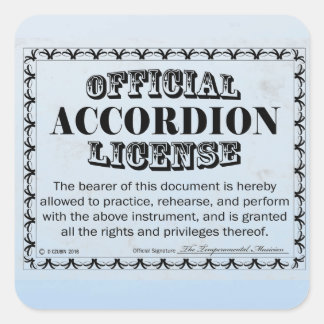 Accordion License Square Aufkleber