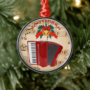 Accordion Music, Christmas Design, Ornament Aus Metall