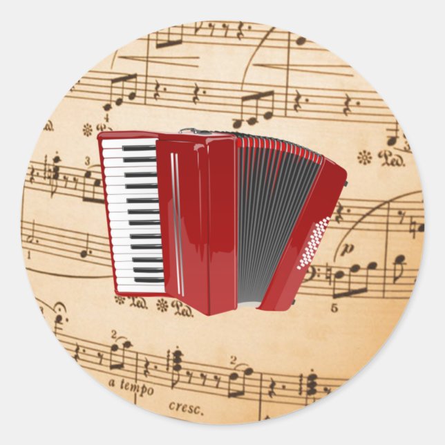 Accordion Music, populäres Design, Runder Aufkleber (Vorderseite)