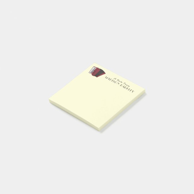 Accordion Musician Band Dozentin Post-it Klebezettel (angewinkelt)