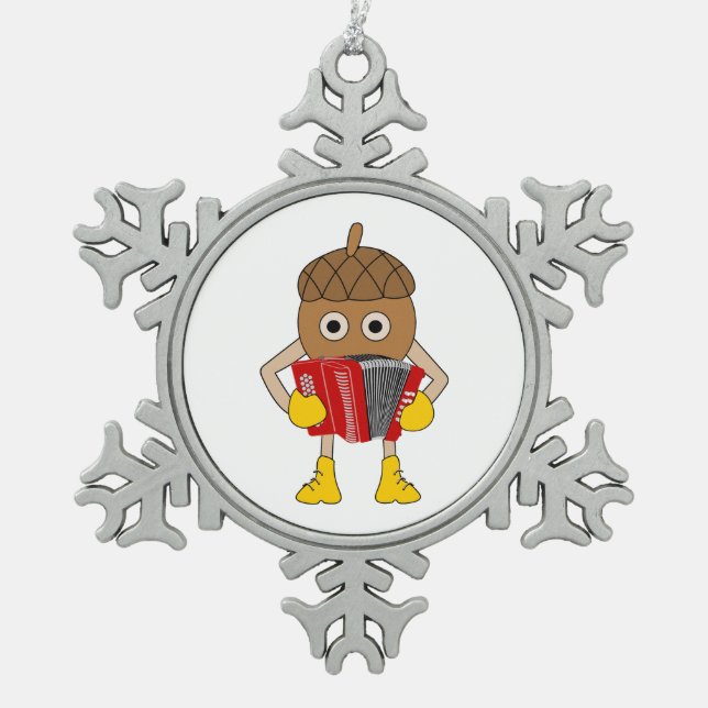 Accordion Nut Schneeflocken Zinn-Ornament (Vorderseite)