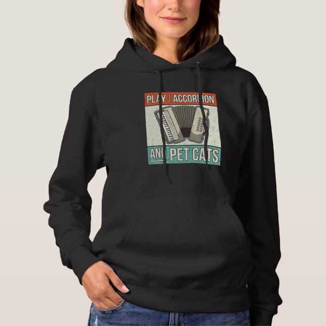 Accordion Player Cat Eigentümer Retro Accor Hoodie (Vorderseite)