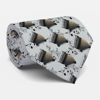 Accordion Player Music Necktie Gold Schwarz Grau Krawatte