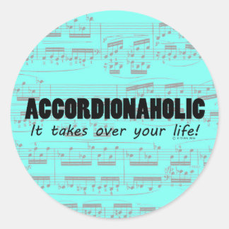 Accordionaholic Life Classic Round Sticker