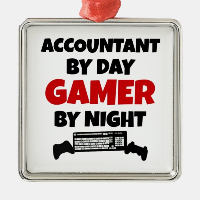 Accountant by Day Gamer by Night Ornament Aus Metall (Vorne)