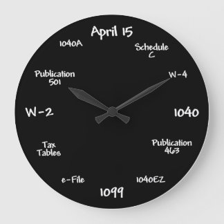 Accountant Clock - Tax Time Clock Große Wanduhr