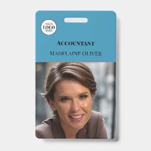 Accountant ID Foto Blue Simple Logo Abzeichen Ausweis