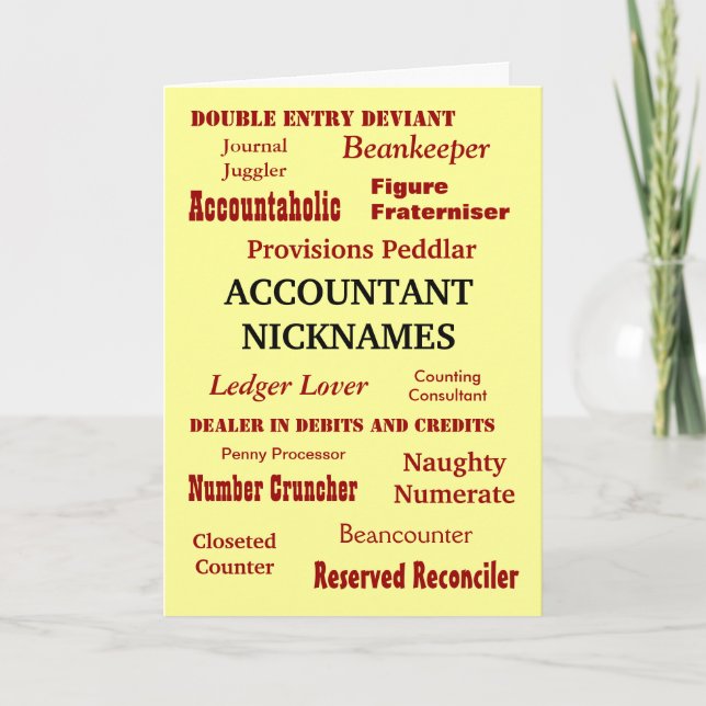 ACCOUNTANT NICKNAMES Funny Cruel Geburtstag Karte (Vorderseite)