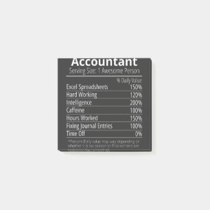 Accountant Nutrition Fact, Nutrition Facts Post-it Klebezettel