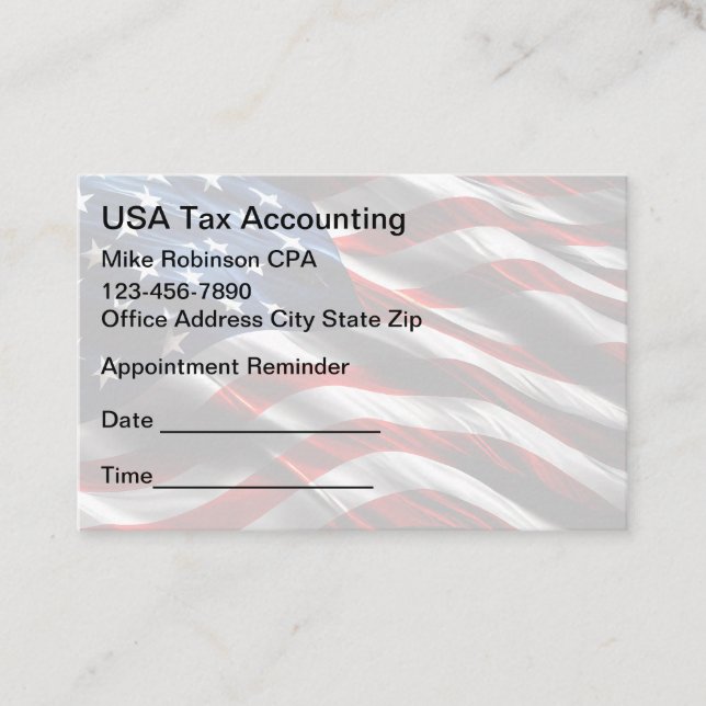 Accountant Patriotic Appointment Reminder  Terminkarte (Vorderseite)
