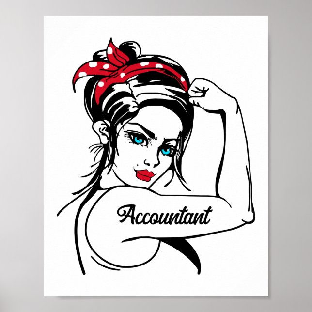 Accountant Rosie The Riveter Button Up Poster (Vorne)