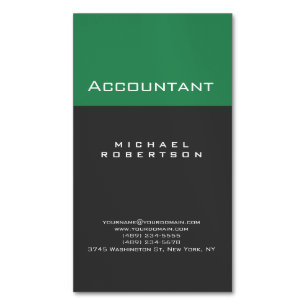 Accountant Sea Green Gray Chubby Business Card Magnetische Visitenkarte