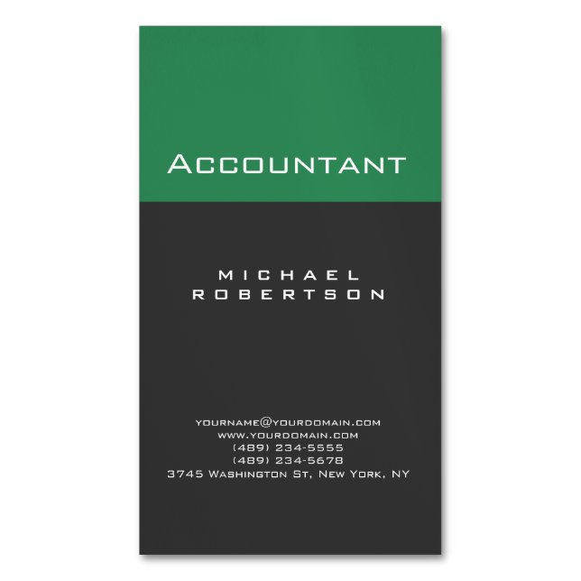Accountant Sea Green Gray Chubby Business Card Magnetische Visitenkarte (Vorderseite Vertikal)