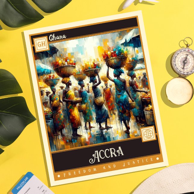 Accra, Ghana | Vintage Malerei Postkarte (Von Creator hochgeladen)
