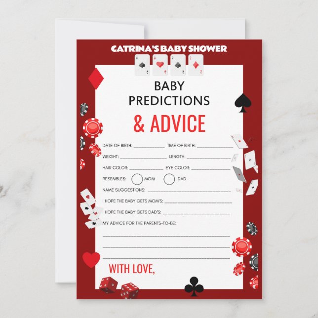 Ace Casino Babydusche - bestellbarer Name, 12x18 Einladung (Vorderseite)