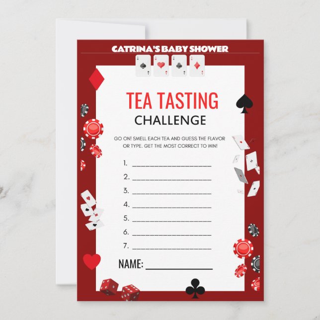 Ace Casino Babydusche - bestellbarer Name, 12x18 Einladung (Vorderseite)