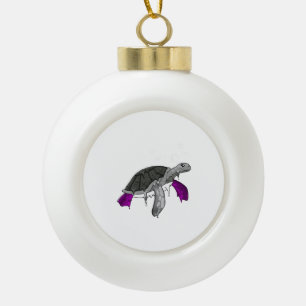 Ace-Fahne-Schildkröte, subtile LGBTQ Keramik Kugel-Ornament